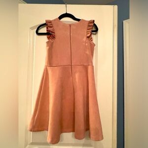 Ava and Yelly girls velvet pink dress